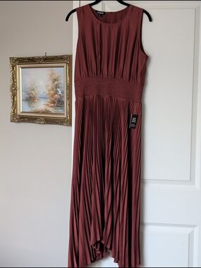 Express Rust Pleated Party Cocktail Maxi Dress